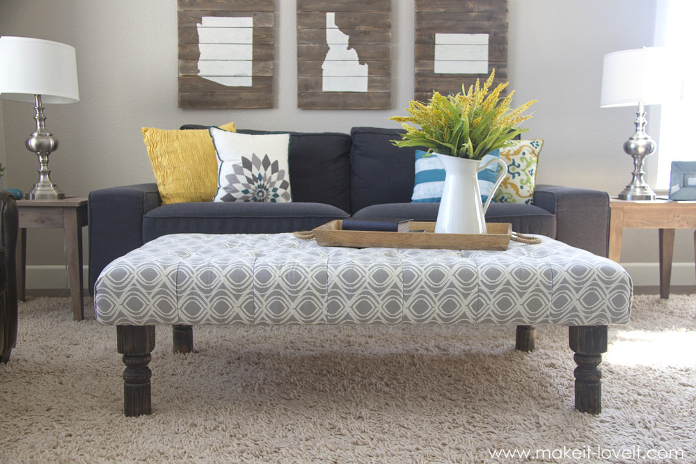 Best ideas about DIY Ottoman Coffee Table
. Save or Pin DIY Tufted Fabric Ottoman an old table Now.