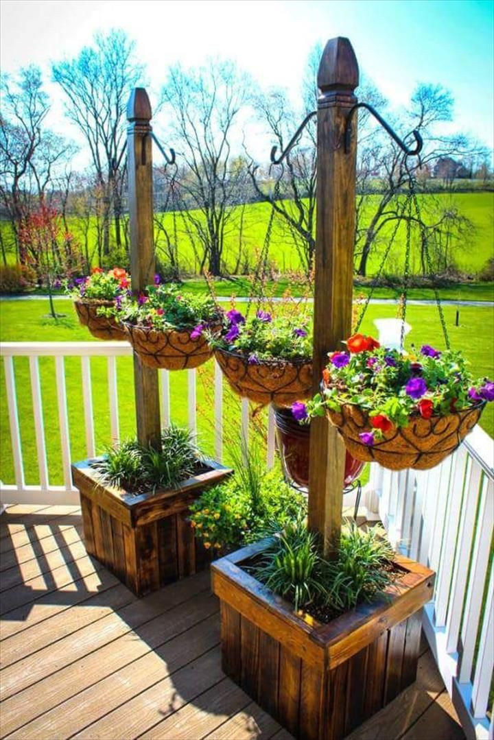 Best ideas about Diy Outdoor Planters
. Save or Pin Pallet Planter Stands with Hanging Planter Baskets 30 Now.