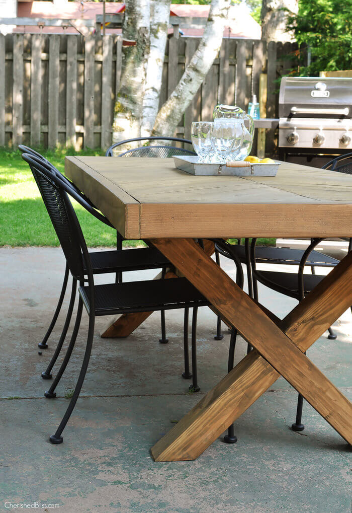 Best ideas about DIY Outdoor Tables
. Save or Pin Outdoor Table with X Leg and Herringbone Top FREE PLANS Now.