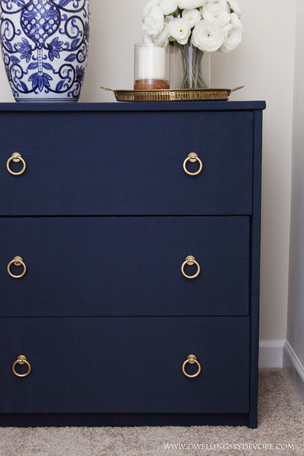 Best ideas about DIY Painting Dresser
. Save or Pin DIY Fabric Covered Nightstand navy blue Now.