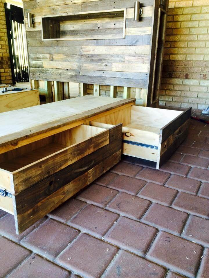 Best ideas about DIY Pallet Bed With Storage
. Save or Pin DIY Pallet Bed with Headboard and Lights Now.