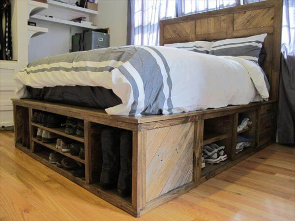 Best ideas about DIY Pallet Bed With Storage
. Save or Pin DIY Pallet bed with Storage and Headboard Now.