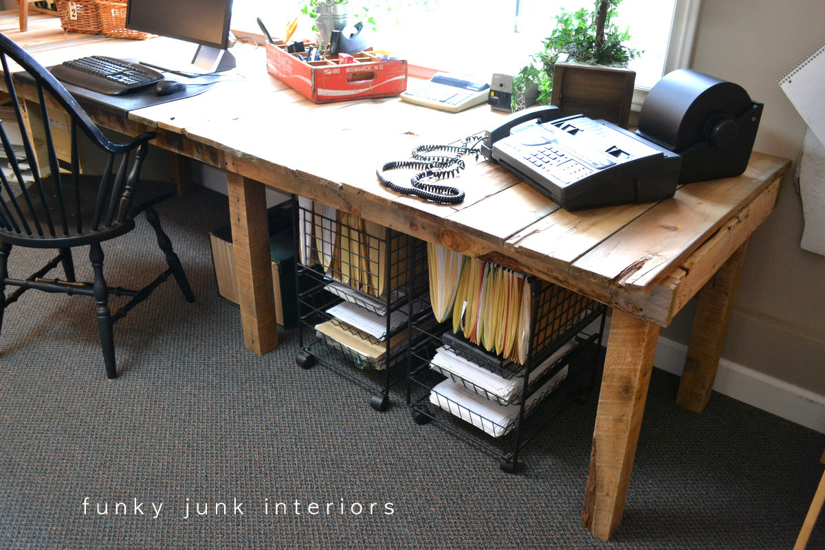 Best ideas about DIY Pallet Desk
. Save or Pin Pallet Farm Table Desk Part 3 the reveal Funky Junk Now.