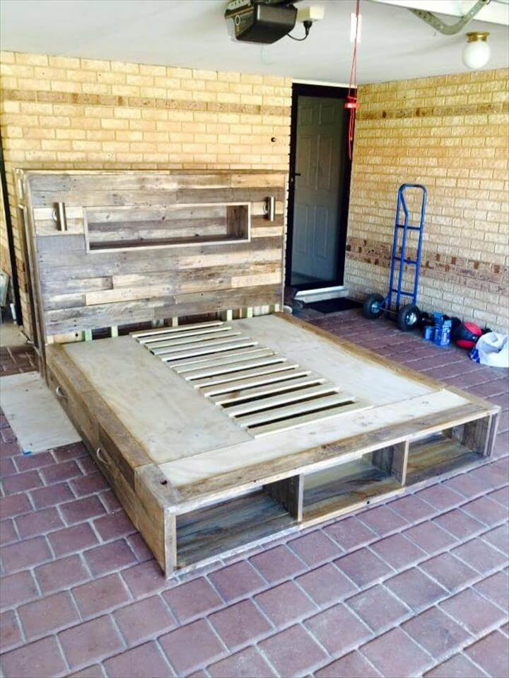 Best ideas about DIY Pallet Platform Bed
. Save or Pin DIY Pallet Bed with Headboard and Lights Now.