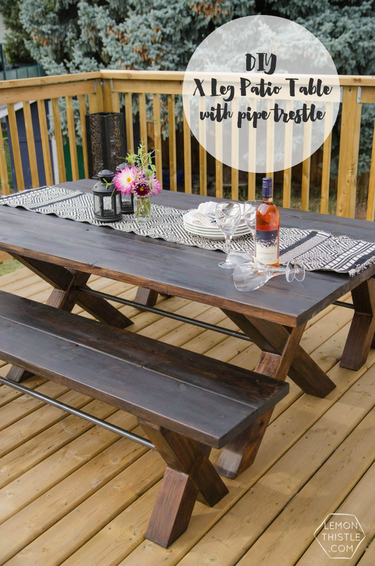 Best ideas about DIY Patio Tables
. Save or Pin DIY X Leg Patio Table with Pipe Trestle Lemon Thistle Now.