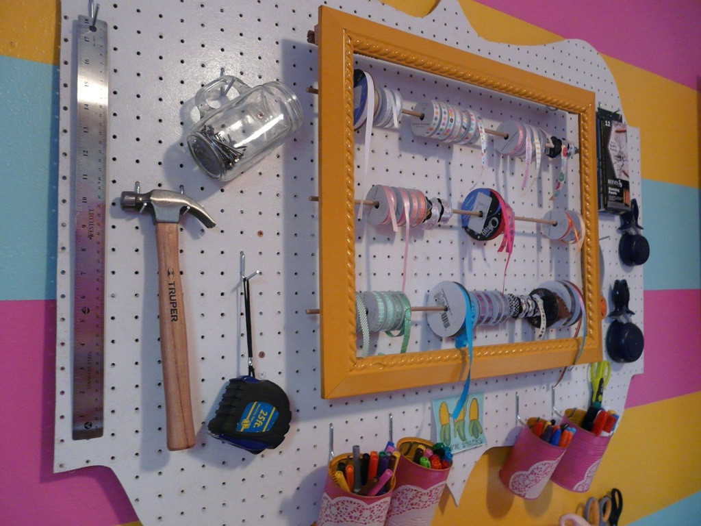 Best ideas about DIY Pegboard Hooks
. Save or Pin DIY Shaped Pegboard and Cute Ribbon Storage Now.