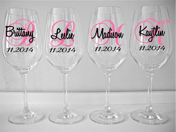 Best ideas about DIY Personalized Wine Glasses With Vinyl
. Save or Pin SINGLE DIY Wine Glass Decal Monogram With Name And Date Now.