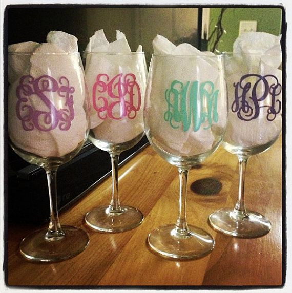 Best ideas about DIY Personalized Wine Glasses With Vinyl
. Save or Pin DIY Wine Glass Monogram Sticker measurement is for LENGTH Now.