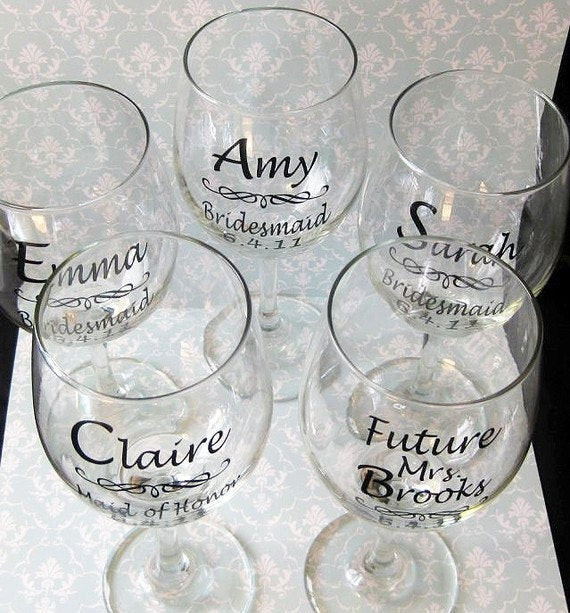 Best ideas about DIY Personalized Wine Glasses With Vinyl
. Save or Pin SINGLE DIY Wedding Bride and Bridesmaid Wine Glasses Vinyl Now.