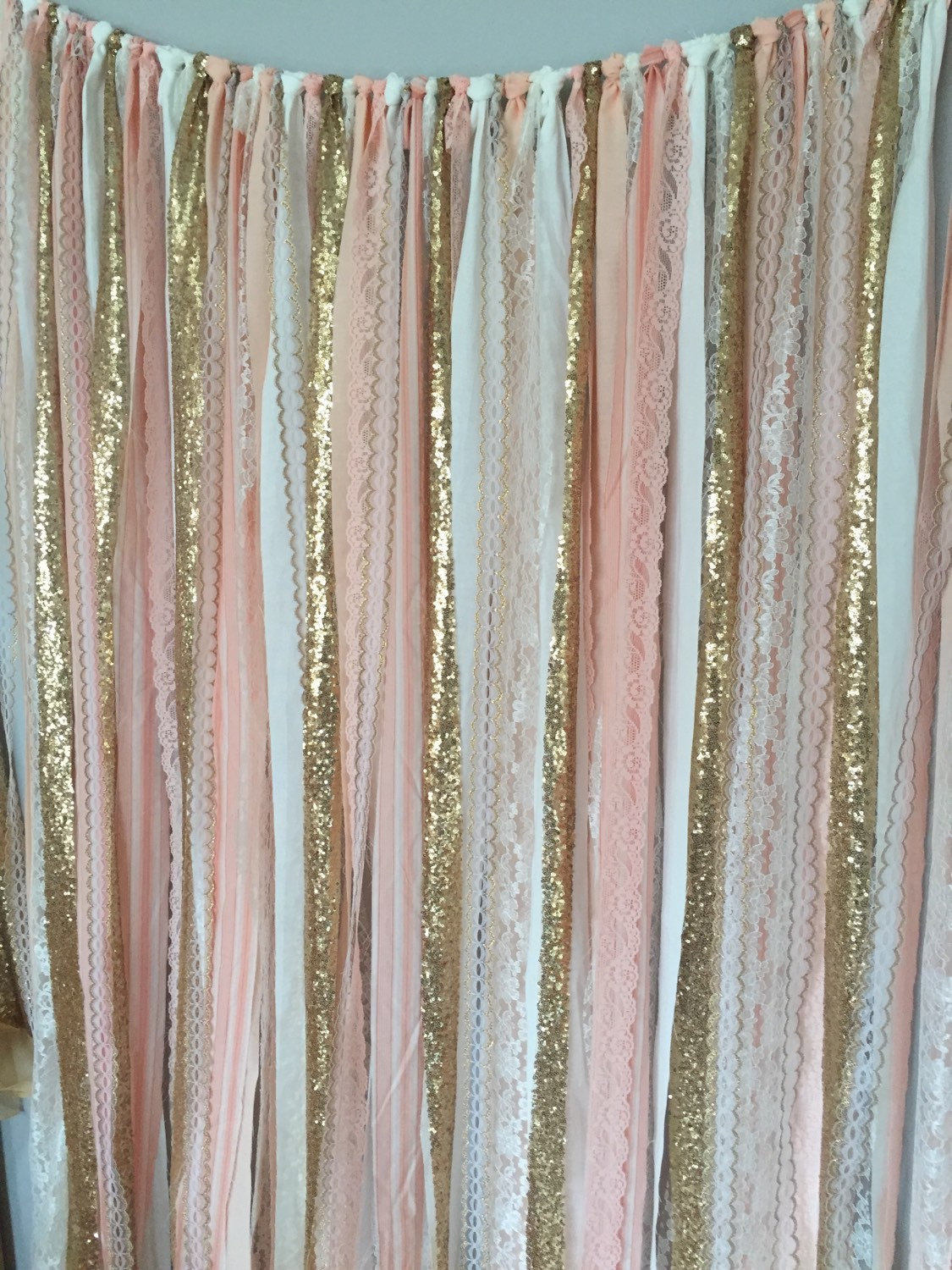 Best ideas about DIY Photo Backdrop Fabric
. Save or Pin Peach Pink & Gold Sparkle Sequin Fabric Backdrop with Lace Now.