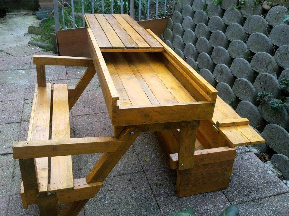Best ideas about DIY Picnic Bench
. Save or Pin DIY Pallet Folding Bench Storage Space Now.