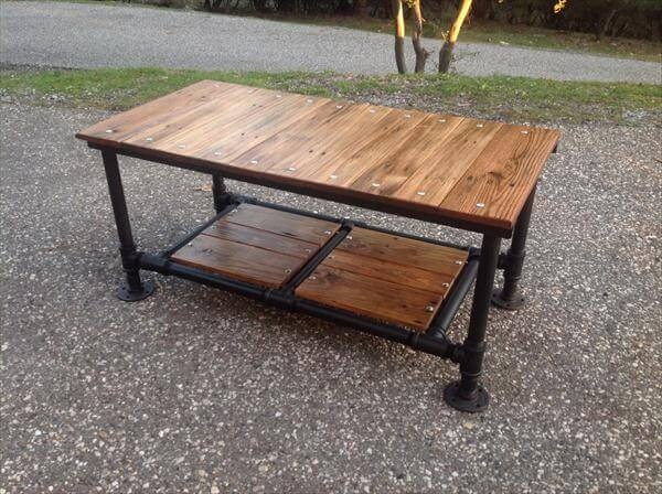 Best ideas about DIY Pipe Coffee Table
. Save or Pin DIY Pallet Coffee Table with Pipe Base – 101 Pallets Now.