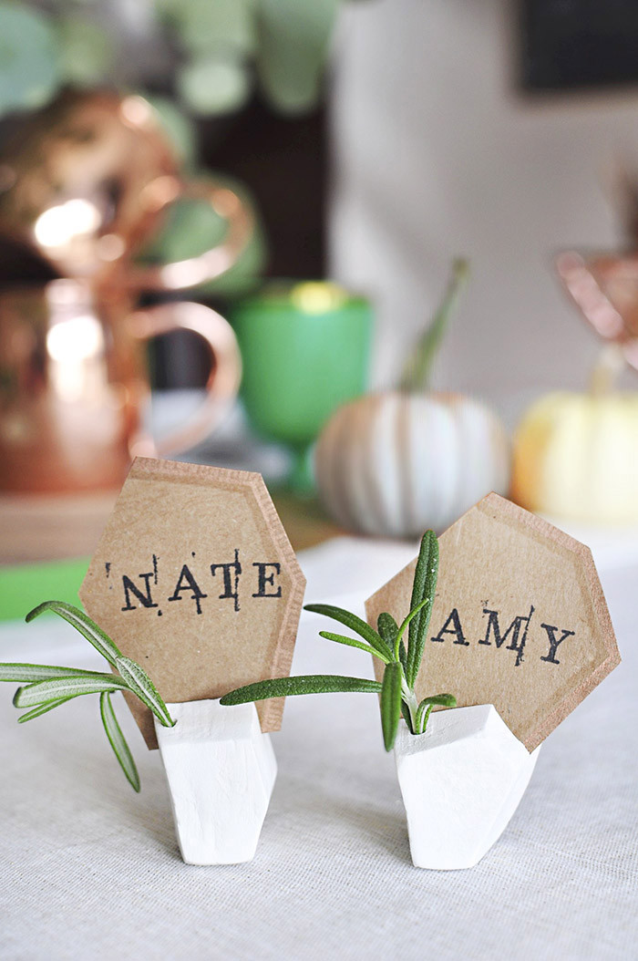 Best ideas about DIY Place Card
. Save or Pin DIY Geometric Clay Place Card Holders – Design Sponge Now.