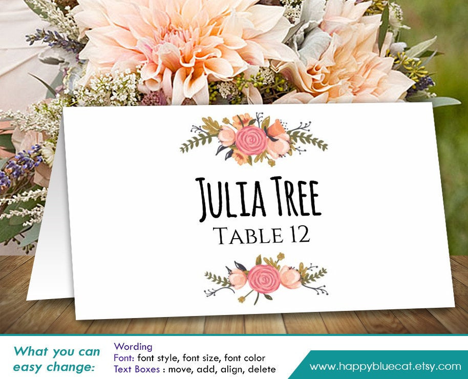 Best ideas about DIY Place Card
. Save or Pin DiY Printable Wedding Place Card Template Instant Download Now.