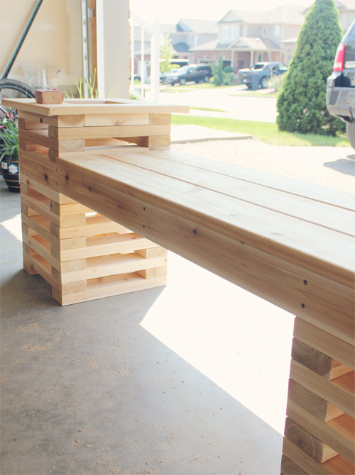 Best ideas about DIY Planter Bench
. Save or Pin DIY Outdoor Cedar Bench With Planters Shelterness Now.