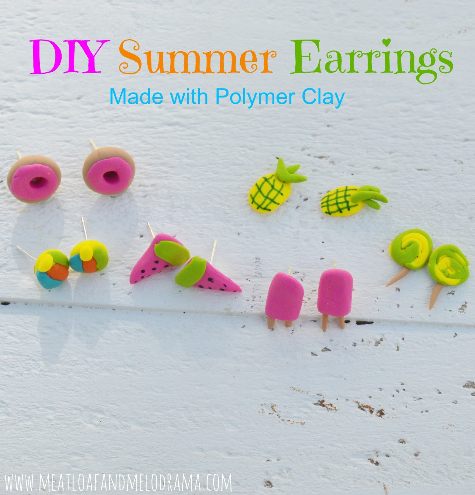 Best ideas about DIY Polymer Clay
. Save or Pin DIY Summer Earrings made with Polymer Clay Meatloaf and Now.