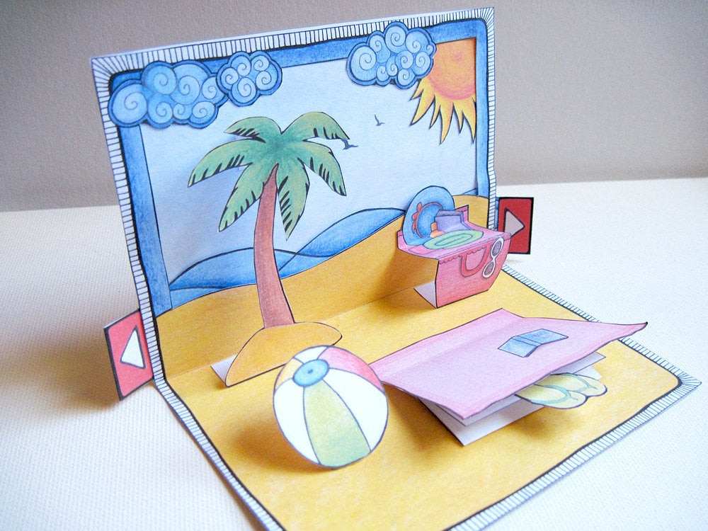 Best ideas about DIY Pop Up Card
. Save or Pin Day at the beach DIY Pop Up Card & Envelope Set Greeting Now.