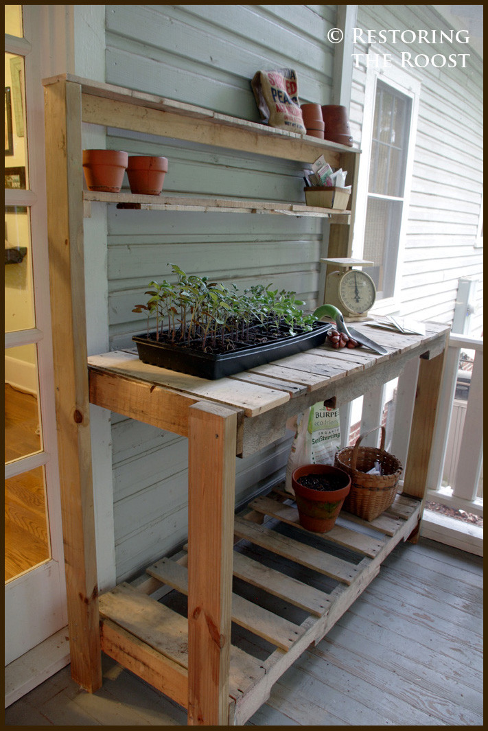 Best ideas about DIY Potters Bench
. Save or Pin Restoring the Roost DIY Wood Pallet Potting Bench Now.
