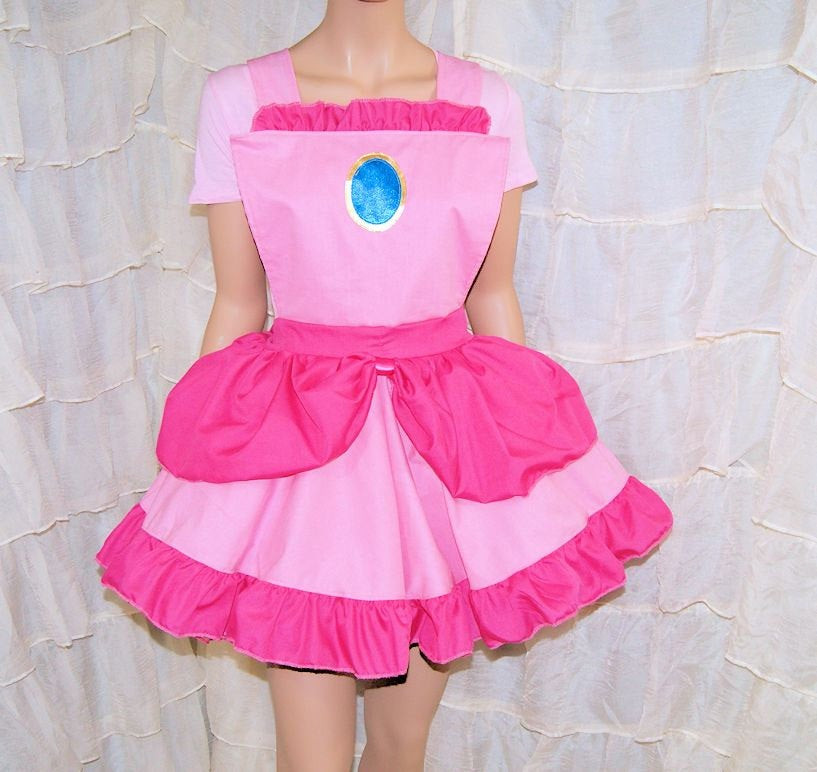 Best ideas about DIY Princess Peach Costume
. Save or Pin Princess Peach Pink Ruffled Pinafore Apron Costume Skirt Adult Now.