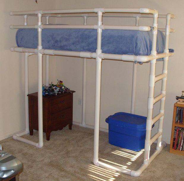 Best ideas about DIY Queen Loft Bed
. Save or Pin Twin size loft bed made from PVC water pipe Now.