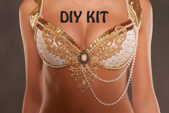 Best ideas about DIY Rave Bras
. Save or Pin DIY KIT Gold Queen Rave Bra by TranceTrampBoutique on Etsy Now.