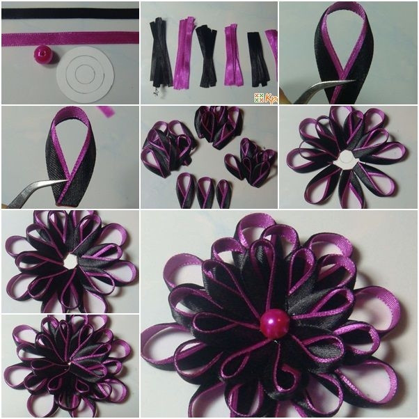 Best ideas about DIY Ribbon Flower
. Save or Pin DIY Bi Colored Kanzashi Ribbon Flower s Now.