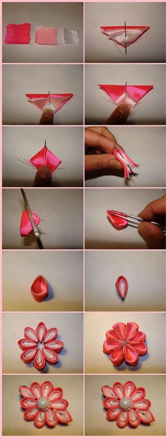 Best ideas about DIY Ribbon Flower
. Save or Pin DIY Make Simple Ribbon Flowers Step by step K4 Craft Now.