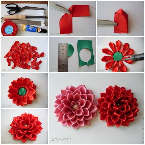 Best ideas about DIY Ribbon Flower
. Save or Pin DIY Satin Ribbon Dahlia Petals Now.