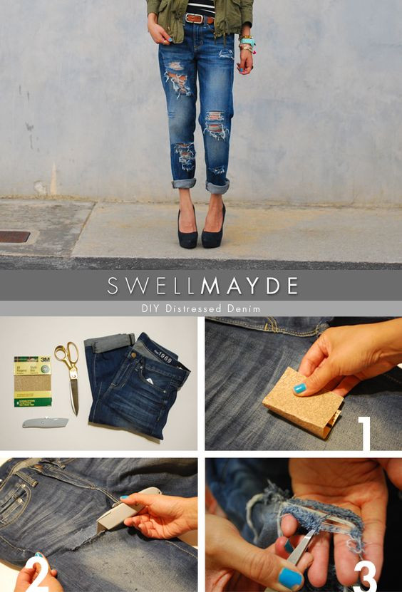 Best ideas about DIY Ripped Jeans
. Save or Pin DIY Distressed Denim Made these with free jeans from a Now.