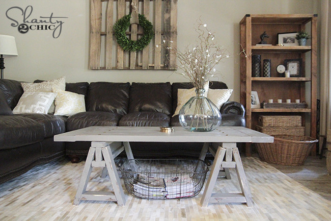 Best ideas about DIY Sawhorse Table
. Save or Pin DIY Sawhorse Coffee Table Free Plans & Tutorial with Now.