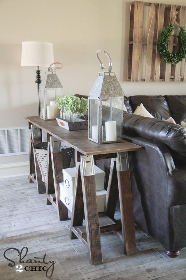 Best ideas about DIY Sawhorse Table
. Save or Pin DIY Sawhorse Console Table Shanty 2 Chic Now.