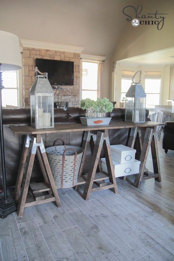 Best ideas about DIY Sawhorse Table
. Save or Pin DIY Sawhorse Console Table Shanty 2 Chic Now.