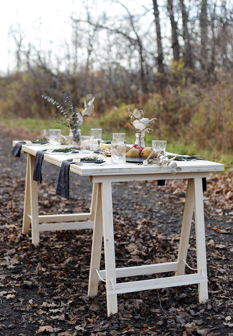 Best ideas about DIY Sawhorse Table
. Save or Pin DIY Sawhorse Leg Plywood Table The Merrythought Now.