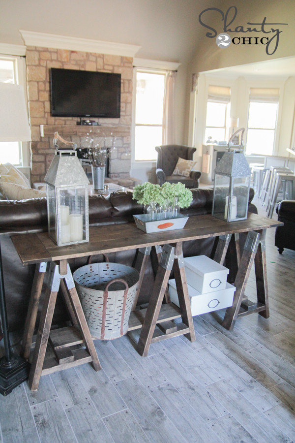 Best ideas about DIY Sawhorse Table
. Save or Pin DIY Sawhorse Console Table Shanty 2 Chic Now.