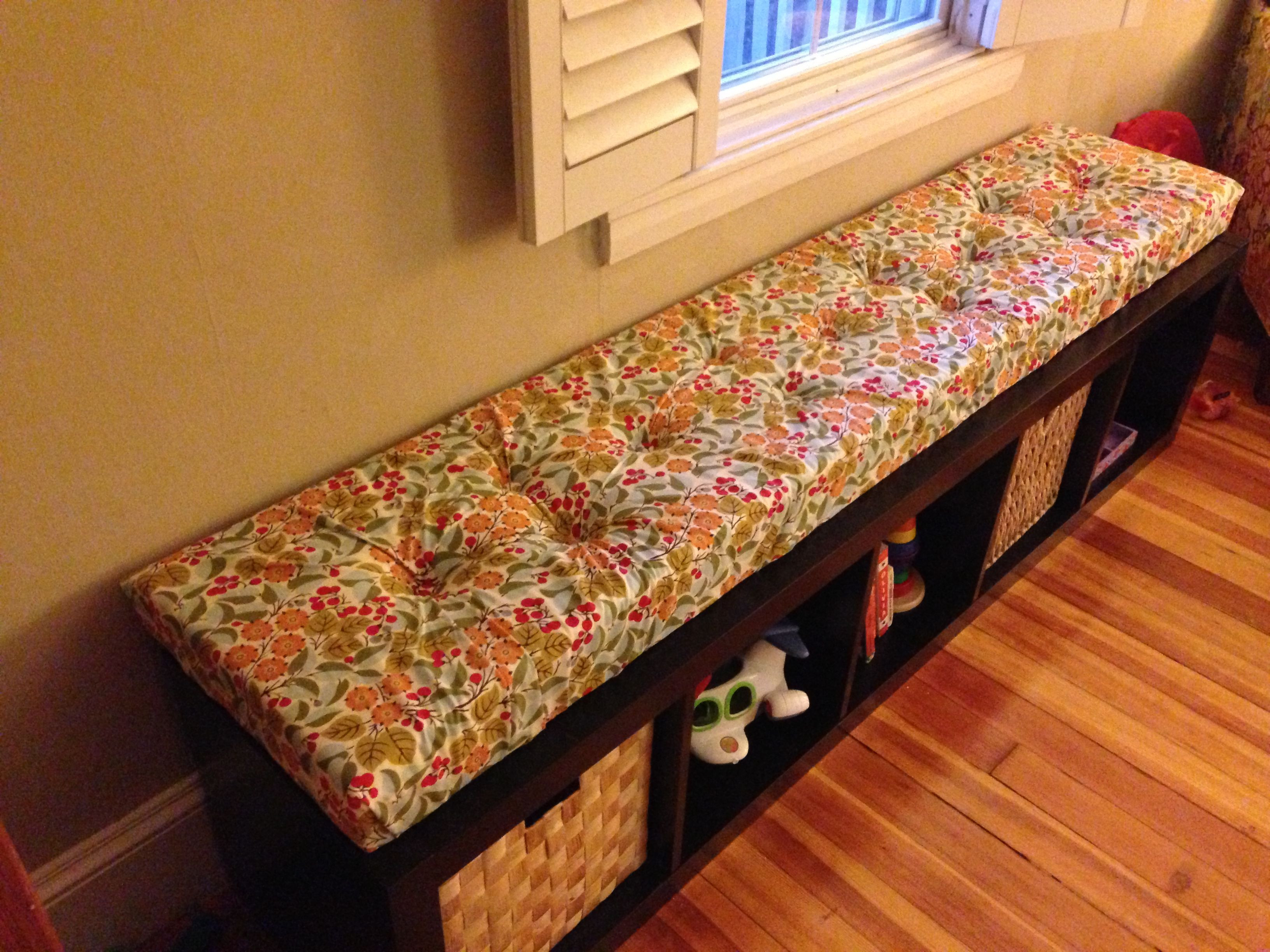 Best ideas about DIY Seat Cushion
. Save or Pin DIY tufted window seat cushion for IKEA expedit shelving Now.