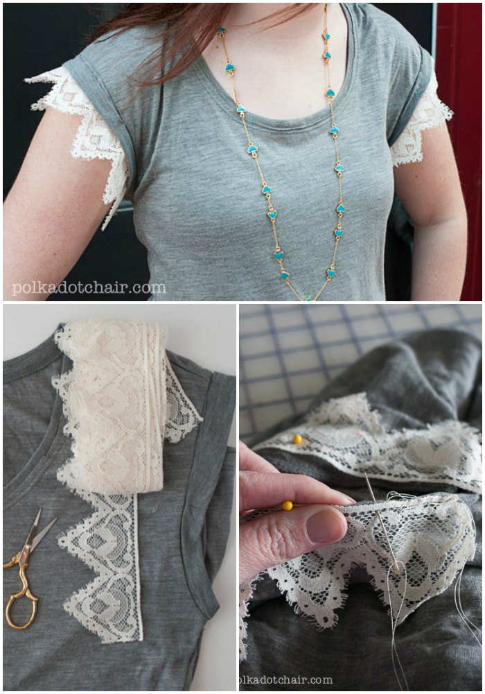 Best ideas about DIY Shirt Ideas
. Save or Pin Fashion DIY ideas How to add lace to t shirt sleeves Now.
