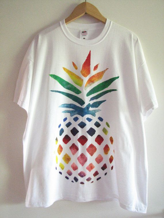 Best ideas about DIY Shirt Painting
. Save or Pin Hand painted t shirt with rainbow pineapple design Now.