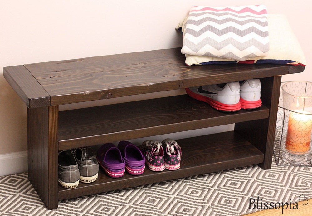 Best ideas about DIY Shoe Bench
. Save or Pin Storage Bench with 2 Shelves Wood Bench Shoe Storage Now.
