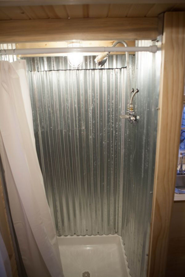 Best ideas about DIY Shower Stall
. Save or Pin corrugated metal shower stall cheap easy option for Now.