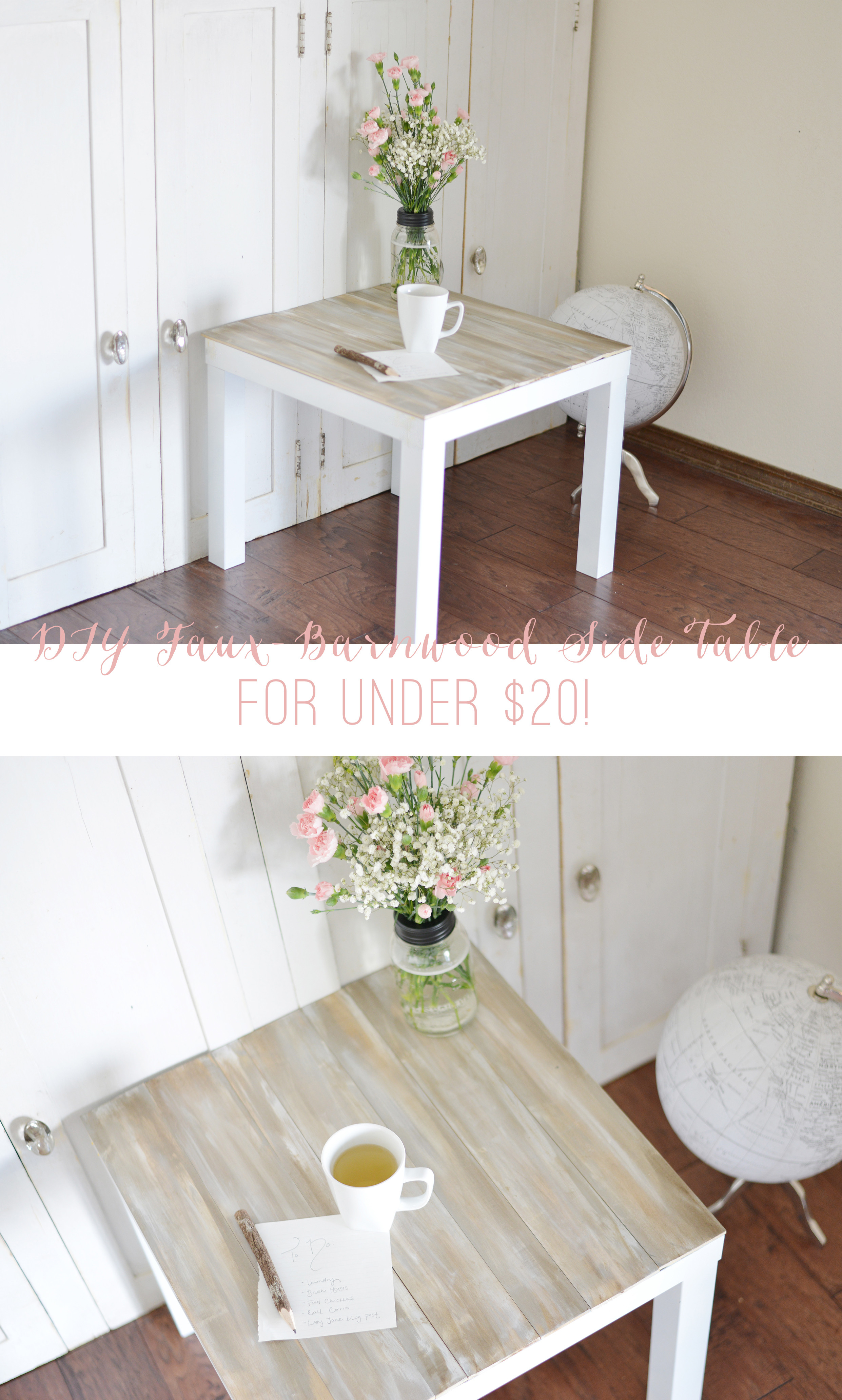 Best ideas about DIY Side Table
. Save or Pin DIY Faux Barnwood Side Table Now.