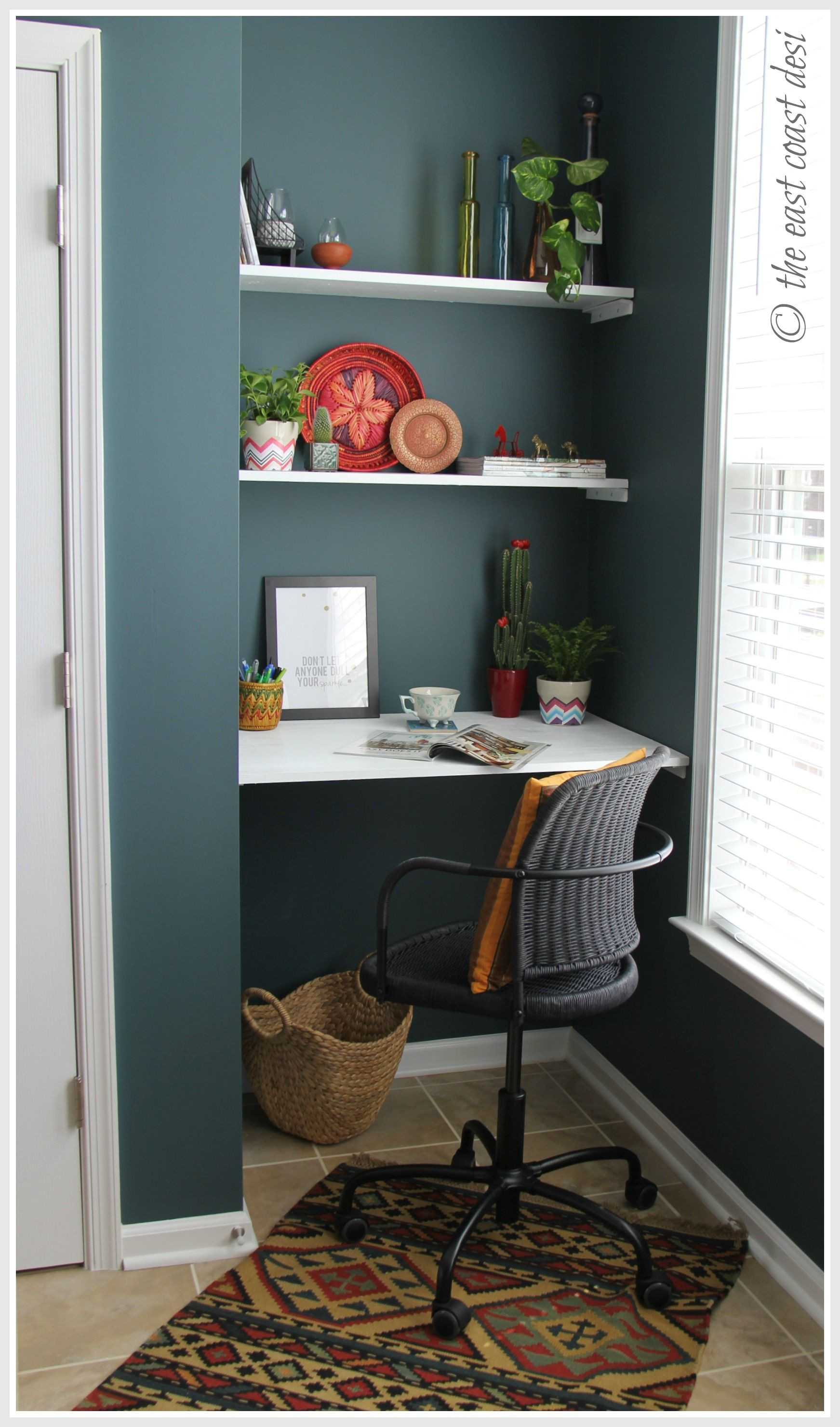 Best ideas about DIY Small Desk
. Save or Pin Niche converted to a mini working desk DIY shelves under Now.