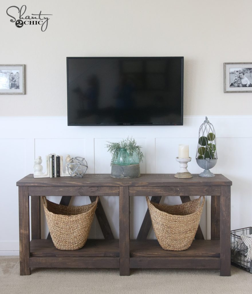 Best ideas about DIY Sofa Tables
. Save or Pin DIY Diagonal Base Farmhouse Console Table Shanty 2 Chic Now.