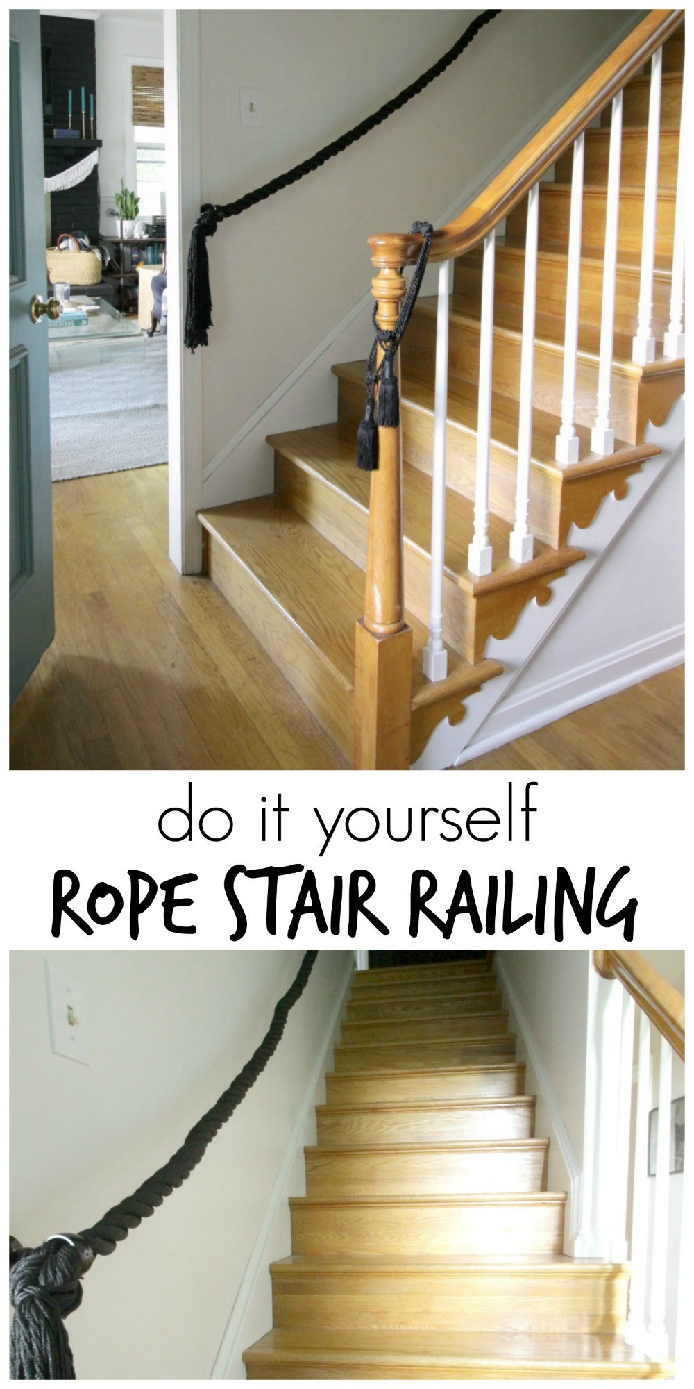 Best ideas about DIY Stair Railings
. Save or Pin DIY Rope Stair Railing Cassie Bustamante Now.