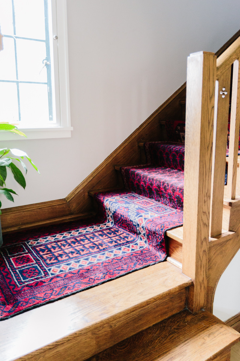 Best ideas about DIY Stair Runner
. Save or Pin Mix & Matched Patterns DIY Stair Runner Made with Vintage Now.