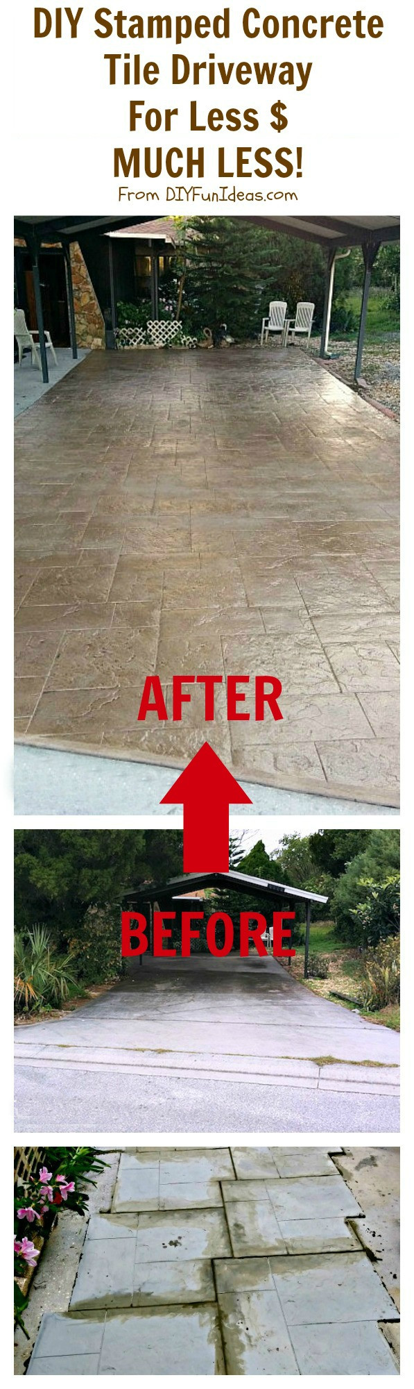 Best ideas about DIY Stamped Concrete
. Save or Pin GORGEOUS DIY STAMPED CONCRETE TILE DRIVEWAY FOR LESS Now.