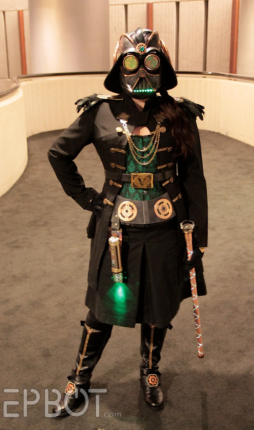 Best DIY Steampunk Costume from EPBOT DIY Light Up Copper Cane. 