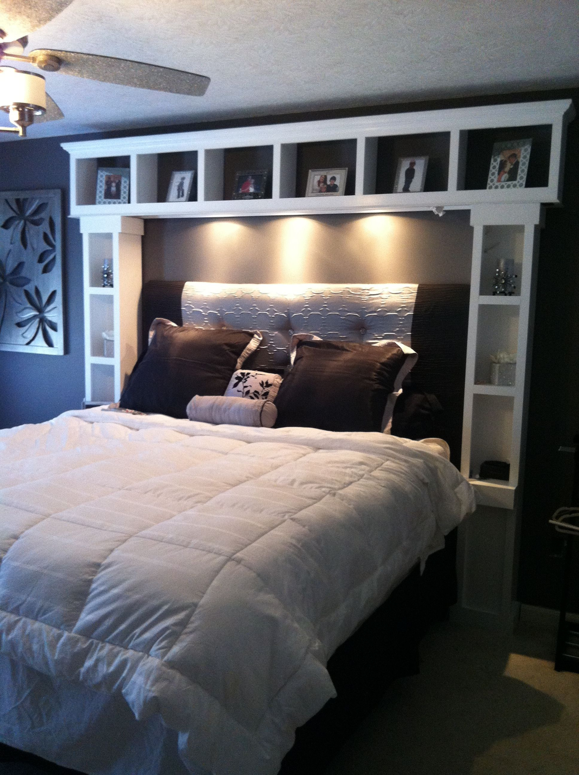 Best ideas about DIY Storage Headboard
. Save or Pin DIY bed I want these shelves its like our headboard Now.