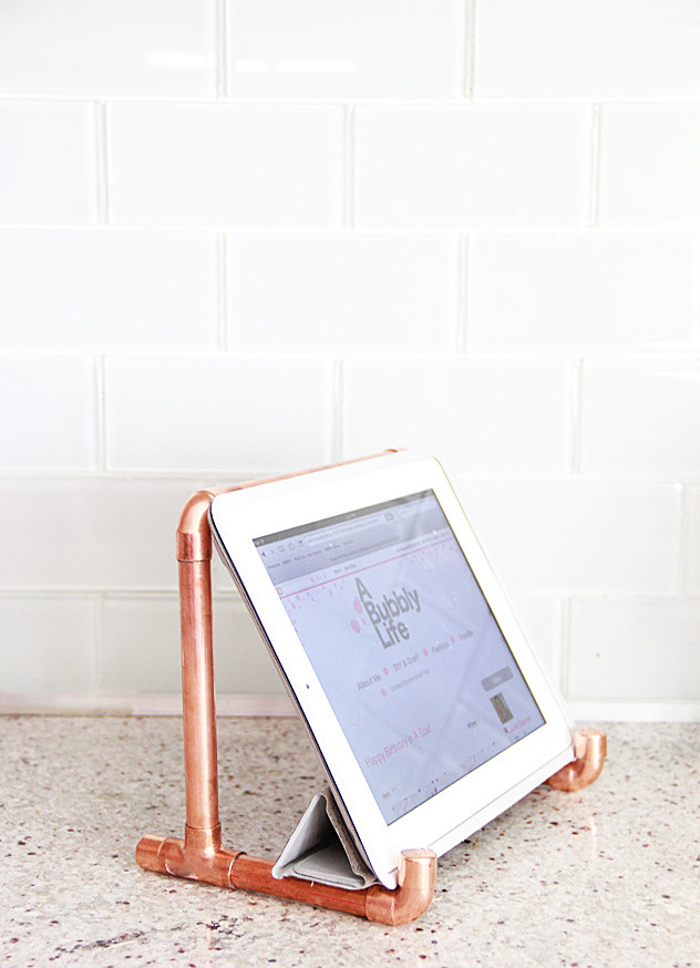 Best ideas about DIY Tablet Holder
. Save or Pin A Bubbly Life DIY Copper Pipe Ipad Holder Now.