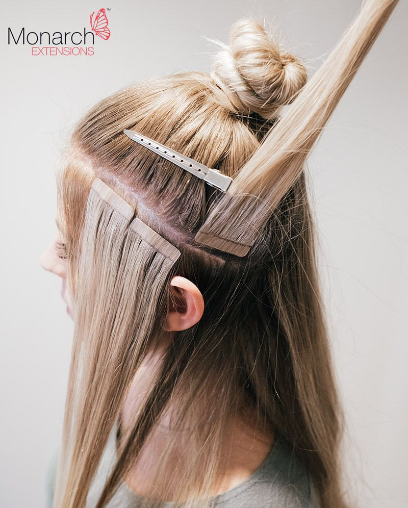 Best ideas about DIY Tape In Hair Extensions
. Save or Pin Monarch Extensions Top Knot Tape In Method Diagonal Back Now.