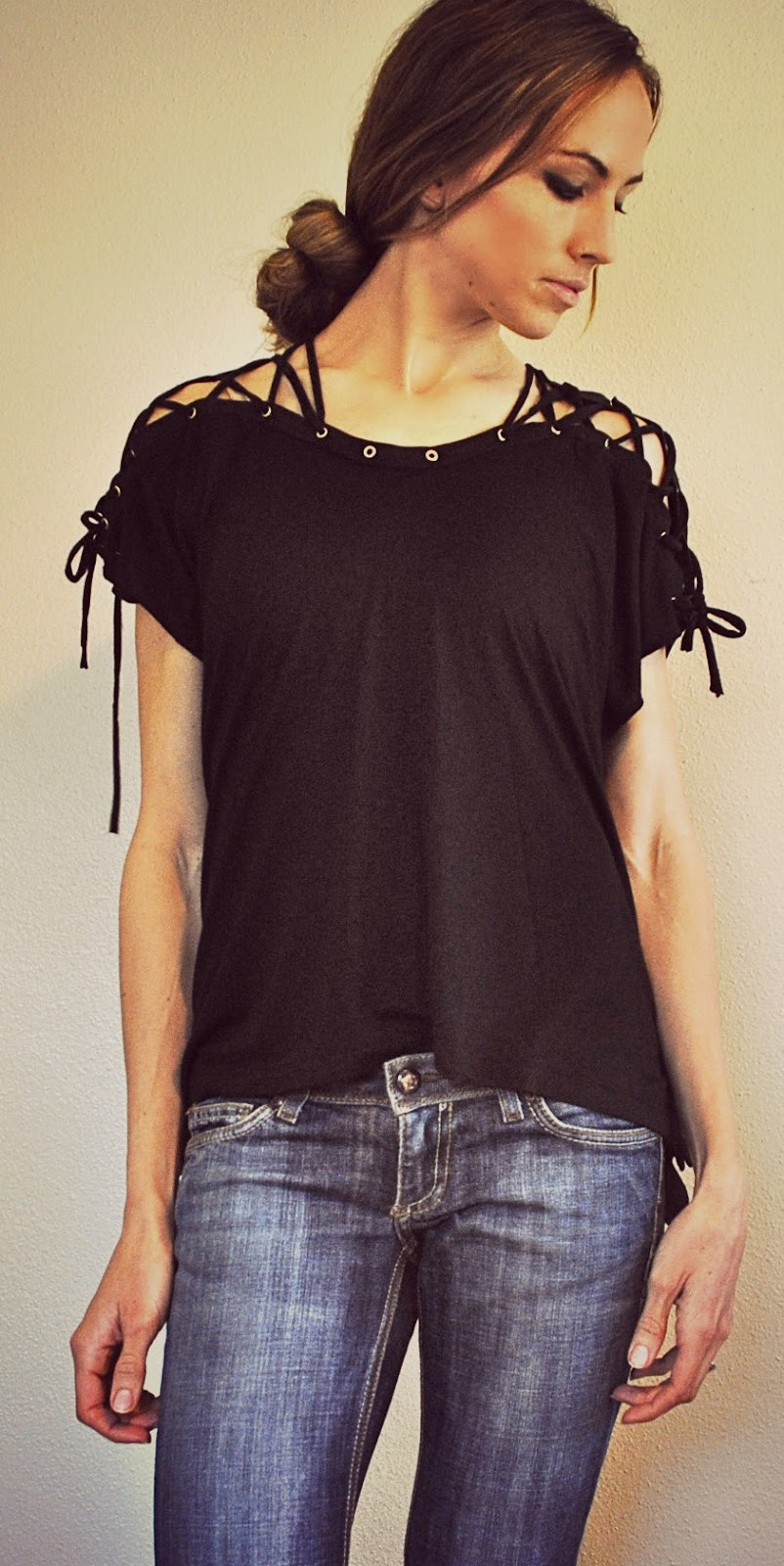 Best ideas about DIY Tee Shirts
. Save or Pin Trash To Couture DIY Lace Up Collar Now.
